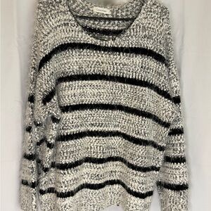 Calvin Klein Cozy XL Stripe Sweater Chunky Luxe Knit Pullover